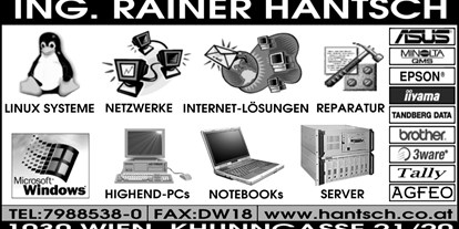 Händler - Produkt-Kategorie: Elektronik und Technik - Wien - Ing. Rainer HANTSCH - Hardware & Software