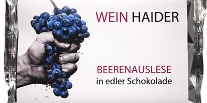Händler - Art des Vertriebs: Direktvertrieb online - Edelschokolade mit Süßweincreme gefüllt. - Wein Haider