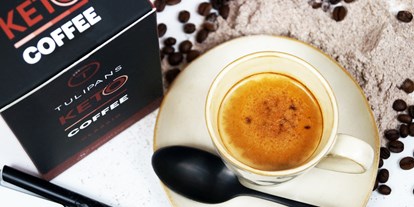 Händler - Produkt-Kategorie: Kaffee und Tee - Wien - Keto Coffee Serviervorschlag - TULIPANS - Keto Lebensmittel