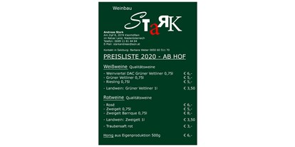 Händler - Unternehmens-Kategorie: Hofladen - Salzburg - Weinbau Stark