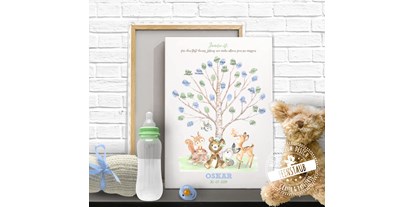 Händler - Produkt-Kategorie: Baby und Kind - Wien - Fingerabdruckbild für Taufe oder Geburt - Feenstaub Papeterie & Grafikdesign