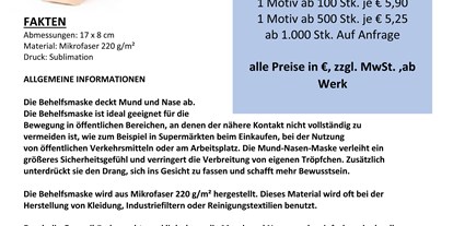 Händler - Unternehmens-Kategorie: Versandhandel - Oberösterreich - Bedruckte Behelfsmasken mit Ihrem Logo  - BUBNA Systeme 