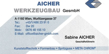 Händler - Produkt-Kategorie: Auto und Motorrad - Wien - Aicher Werkzeugbau 
1160 Wien
office@aicher-gmbh.com  - AICHER WERKZEUGBAU 