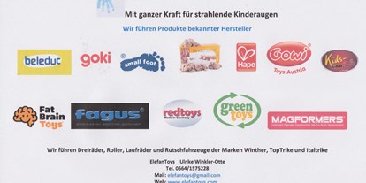 Händler - Produkt-Kategorie: Sport und Outdoor - Steiermark - Unsere Hauptlieferanten und Hersteller - ElefanToys Ulrike Winkler-Otte