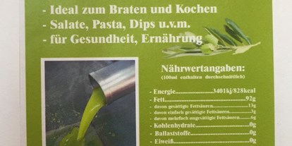 Händler - Unternehmens-Kategorie: Hofladen - Salzburg - Ölinhalt - Olivenöl Maringer