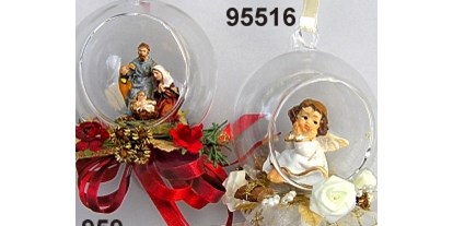 Händler - bevorzugter Kontakt: per Fax - Salzburg - Glaskugel mit Hl.Familie und Engel mit  Gewürzdeko zu Aufhängen - Rasp Salzburg - Gewürzgebinde Hochzeitsanstecker Kunstblumen