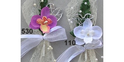 Händler - bevorzugter Kontakt: per Fax - Salzburg - Hochzeitsanstecker mit Orchideen - Rasp Salzburg - Gewürzgebinde Hochzeitsanstecker Kunstblumen