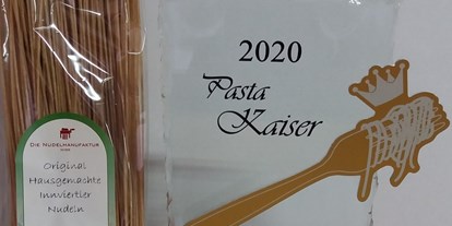 Händler - Art der Abholung: Übergabe mit Kontakt - Oberösterreich - Pasta Kaiser 2020 bei der Messe Wieselburg (Bio Dinkel Spaghetti)
Nudelmanfaktur Huber - Nudelmanufaktur Huber